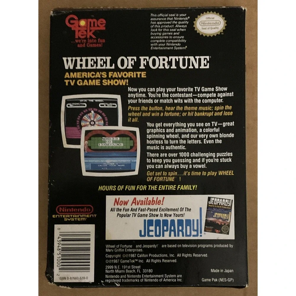 Wheel of Fortune (Nintendo Entertainment System, 1988)